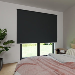 Verdunkelungsrollo auf Maß in matter Leinwand-Optik, Rückseite weiß