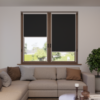 Jaloustore Verdunkelungsrollo auf Maß in matter Leinwand-Optik, Rückseite weiß Anthrazit - Vorschau 1