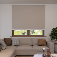 Jaloustore Verdunkelungsrollo auf Maß in matter Leinwand-Optik, Rückseite farbig angepasst Beigegrau - Vorschau 2