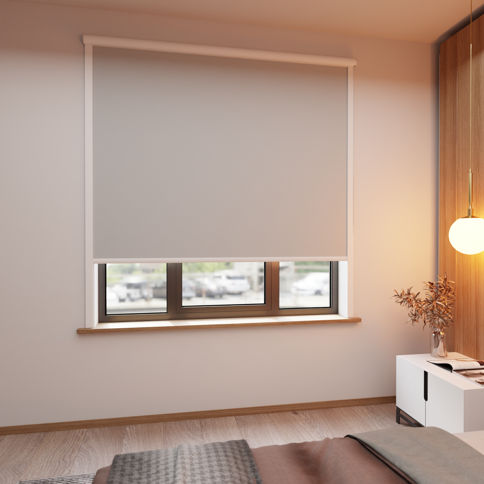 Jaloustore Verdunkelungsrollo auf Maß in matter Leinwand-Optik, Rückseite farbig angepasst Pastellblau - Bild 0