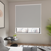 Jaloustore Verdunkelungsrollo auf Maß in matter Leinwand-Optik, Rückseite farbig angepasst Pastellblau - Vorschau 1