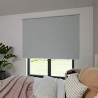 Jaloustore Verdunkelungsrollo auf Maß in matter Leinwand-Optik, Rückseite farbig angepasst Pastellblau - Vorschau 4