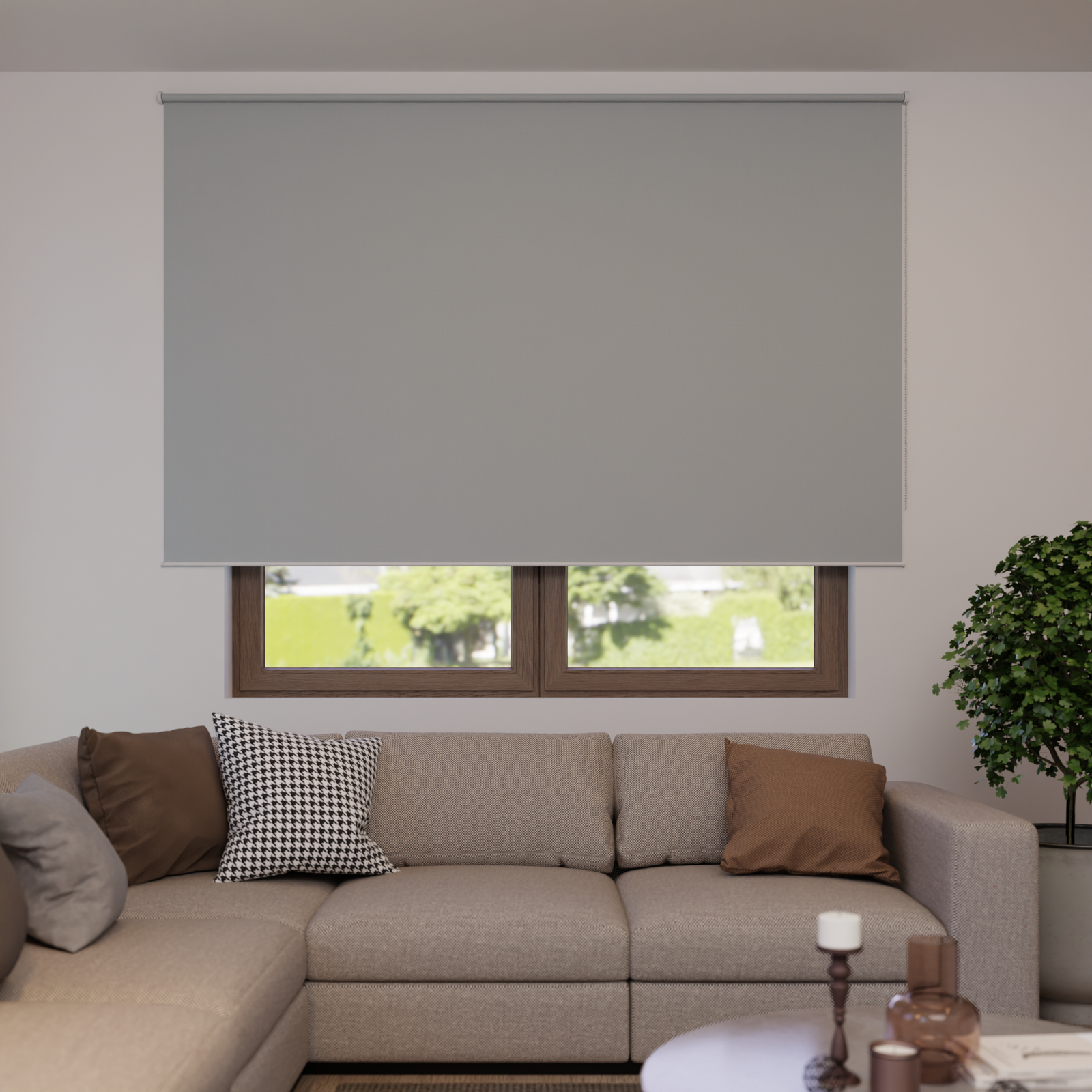 Jaloustore Verdunkelungsrollo auf Maß in matter Leinwand-Optik, Rückseite farbig angepasst Pastellblau - Bild 2