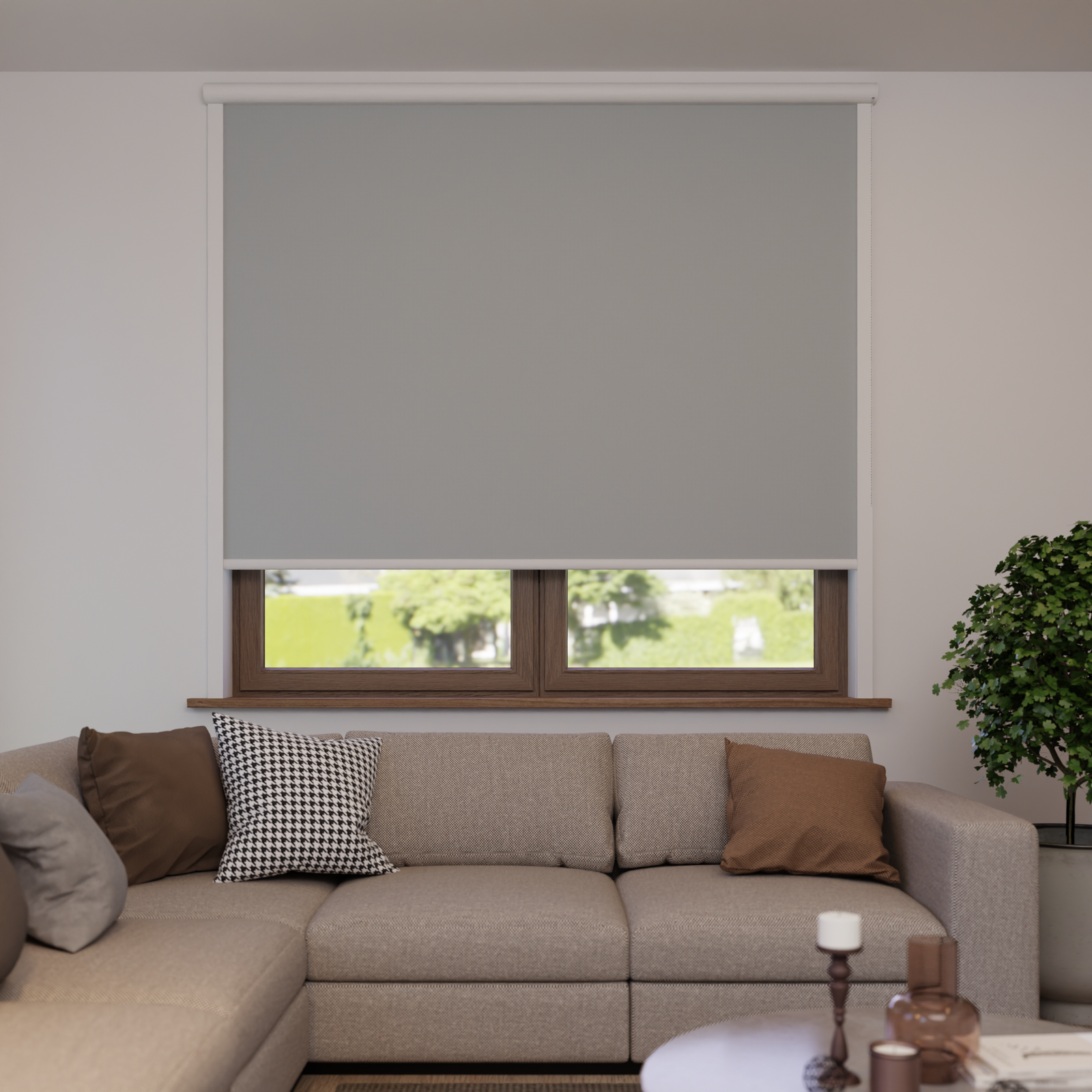 Jaloustore Verdunkelungsrollo auf Maß in matter Leinwand-Optik, Rückseite farbig angepasst Pastellblau - Bild 2