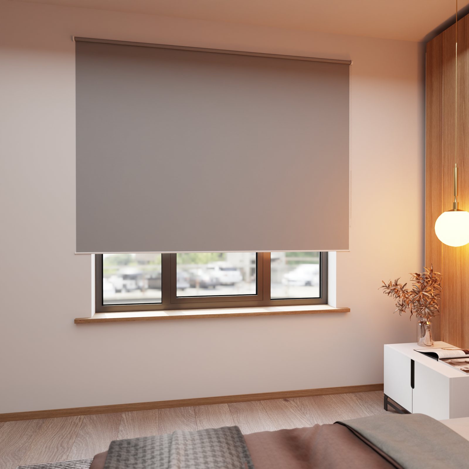 Jaloustore Verdunkelungsrollo auf Maß in matter Leinwand-Optik, Rückseite farbig angepasst Silbergrau - Bild 0