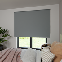 Jaloustore Verdunkelungsrollo auf Maß in matter Leinwand-Optik, Rückseite farbig angepasst Silbergrau - Vorschau 4