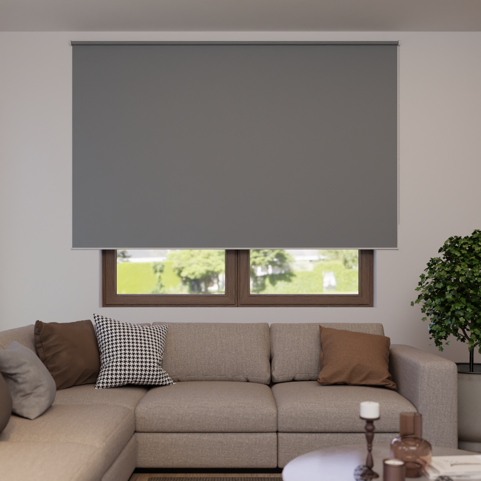 Jaloustore Verdunkelungsrollo auf Maß in matter Leinwand-Optik, Rückseite farbig angepasst Silbergrau - Bild 2