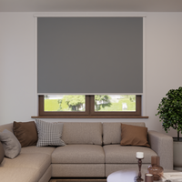 Jaloustore Verdunkelungsrollo auf Maß in matter Leinwand-Optik, Rückseite farbig angepasst Silbergrau - Vorschau 0