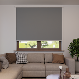 Verdunkelungsrollo auf Maß in matter Leinwand-Optik, Rückseite farbig angepasst