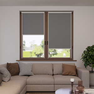 Verdunkelungsrollo auf Maß in matter Leinwand-Optik, Rückseite farbig angepasst