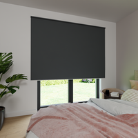 Jaloustore Verdunkelungsrollo auf Maß in matter Leinwand-Optik, Rückseite farbig angepasst Dunkelgrau - Vorschau 4