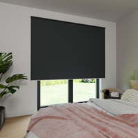 Jaloustore Verdunkelungsrollo auf Maß in matter Leinwand-Optik, Rückseite farbig angepasst Anthrazit - Vorschau 1