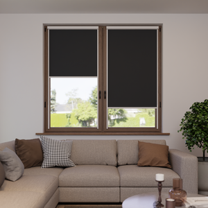 Verdunkelungsrollo auf Maß in matter Leinwand-Optik, Rückseite farbig angepasst