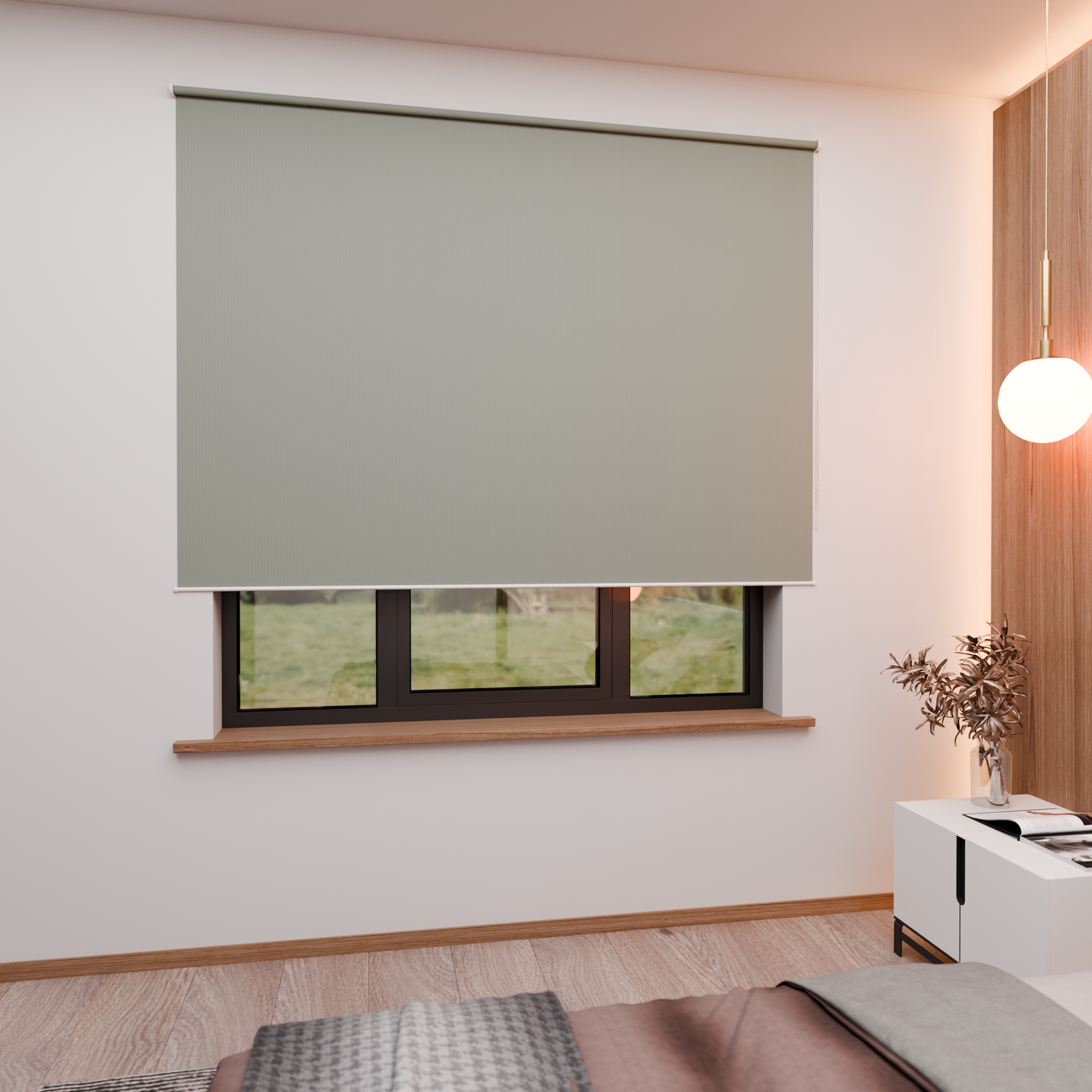 Jaloustore Verdunkelungsrollo mit feiner Struktur, Rückseite farblich angepasst Taupegrau - Bild 2