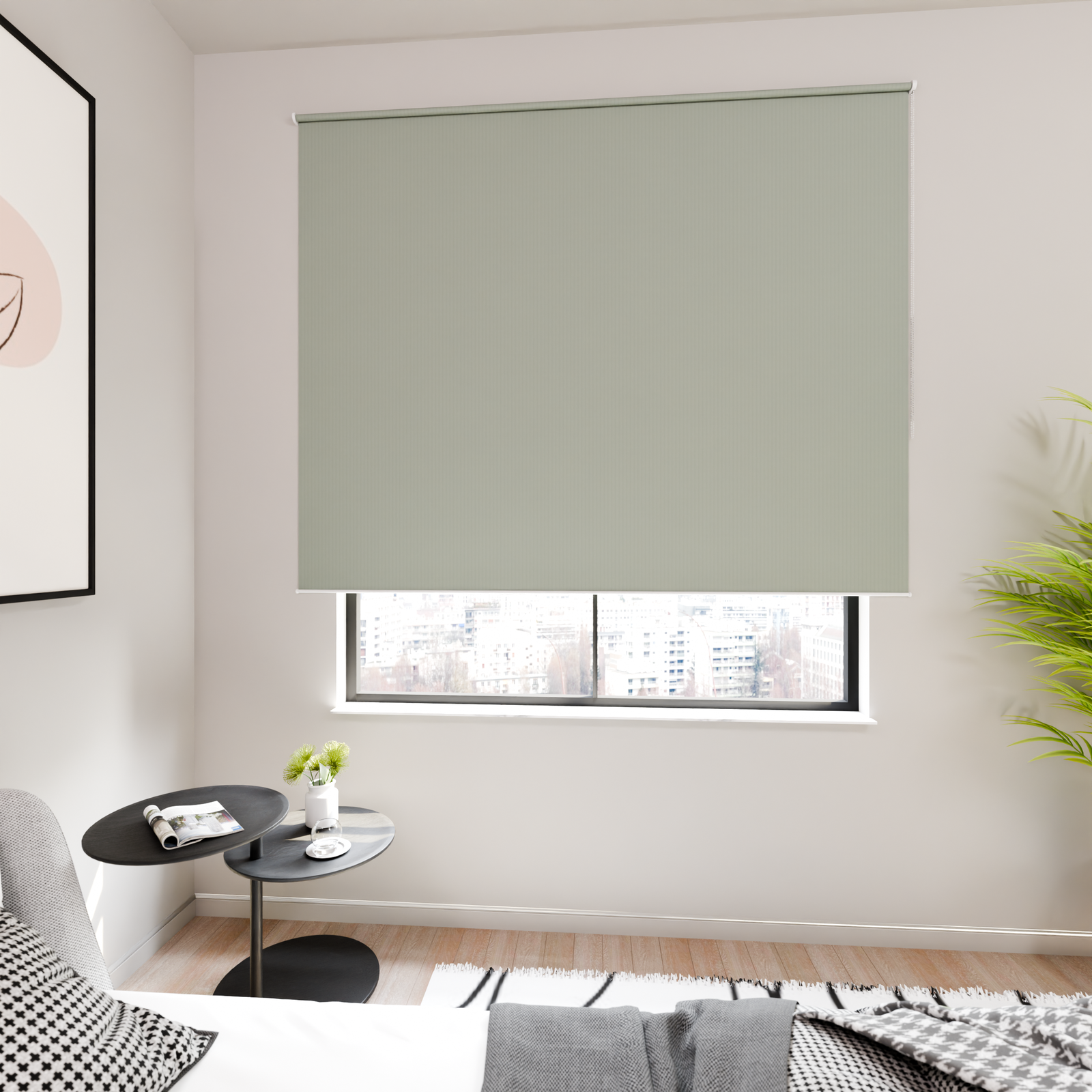 Jaloustore Verdunkelungsrollo mit feiner Struktur, Rückseite farblich angepasst Taupegrau - Bild 1