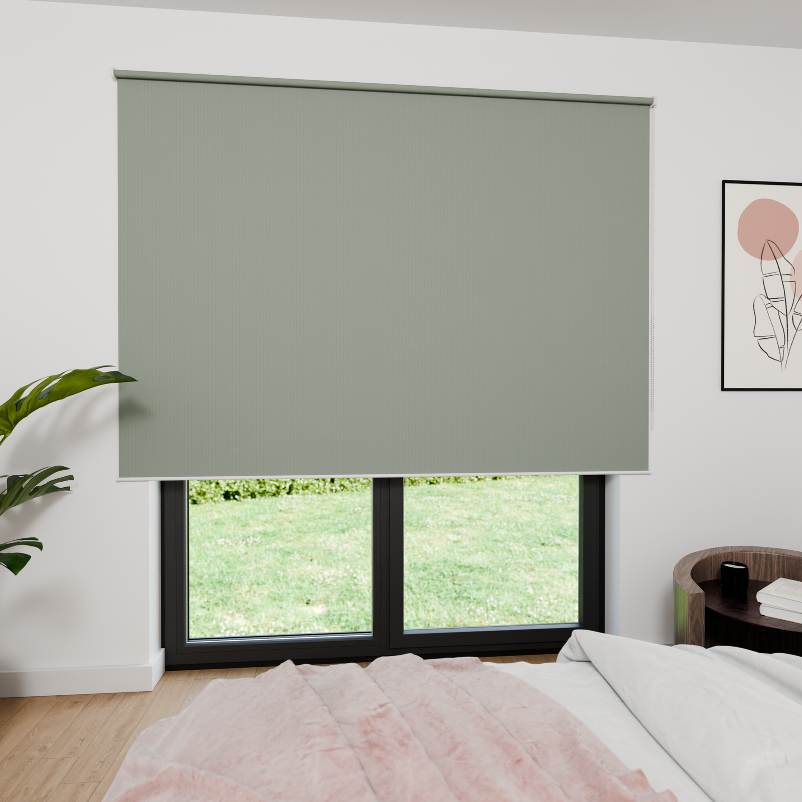 Jaloustore Verdunkelungsrollo mit feiner Struktur, Rückseite farblich angepasst Taupegrau - Bild 0