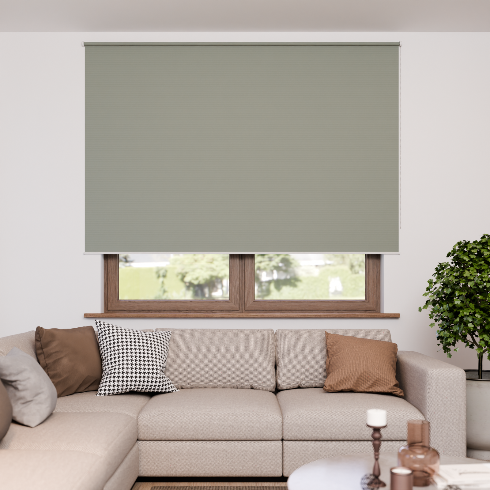 Jaloustore Verdunkelungsrollo mit feiner Struktur, Rückseite farblich angepasst Taupegrau - Bild 4