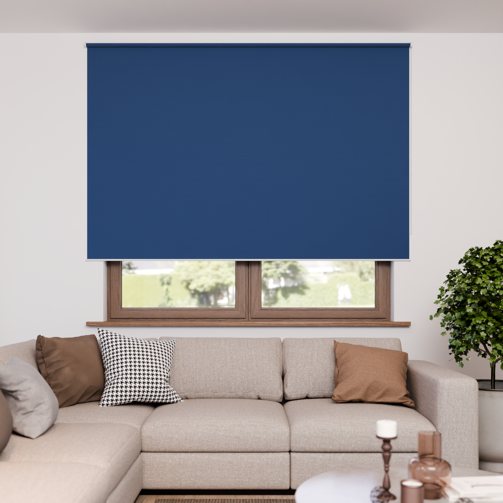 Jaloustore Verdunkelungsrollo mit feiner Struktur, Rückseite farblich angepasst Blau - Bild 0