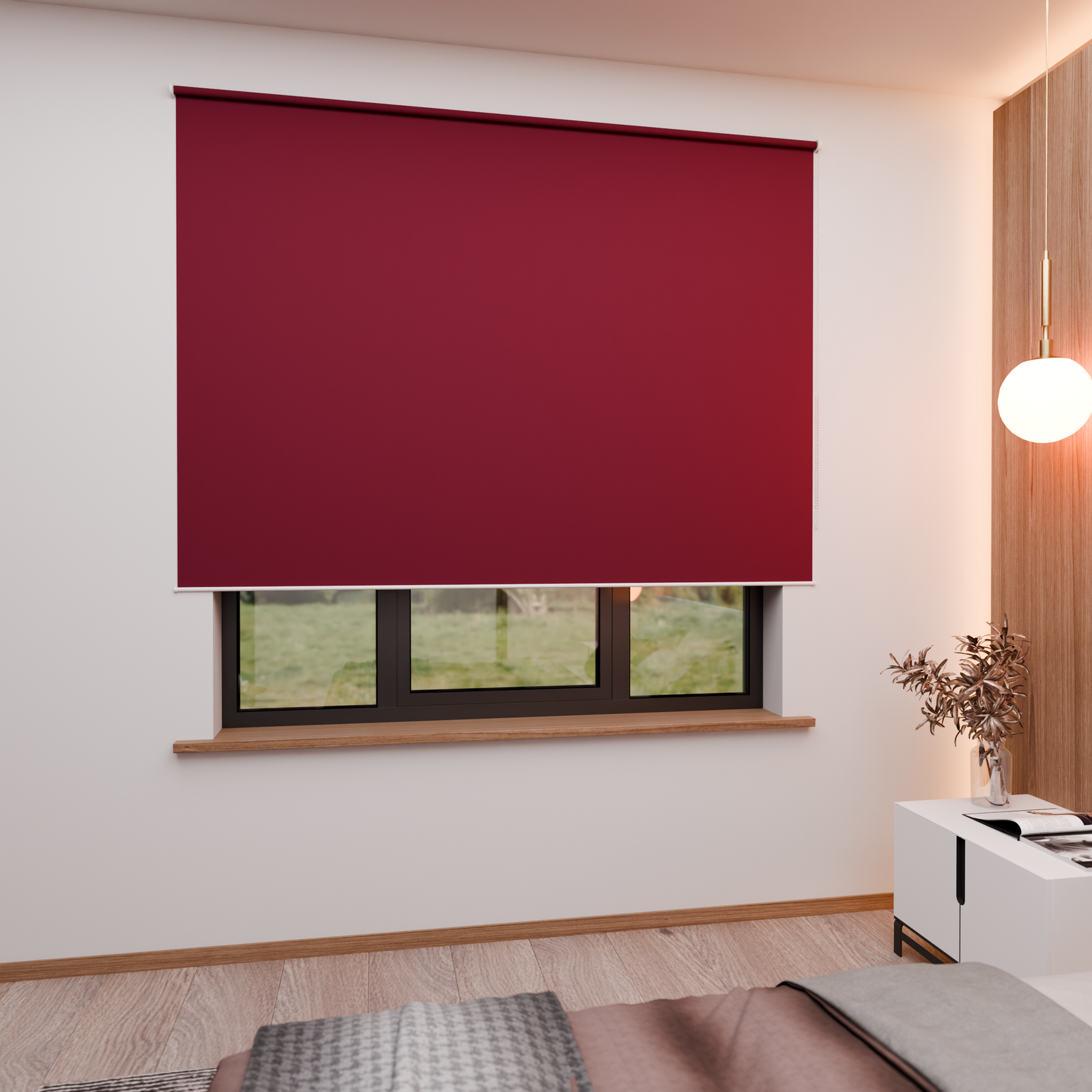 Jaloustore Verdunkelungsrollo mit feiner Struktur, Rückseite farblich angepasst Dunkelrot - Bild 1