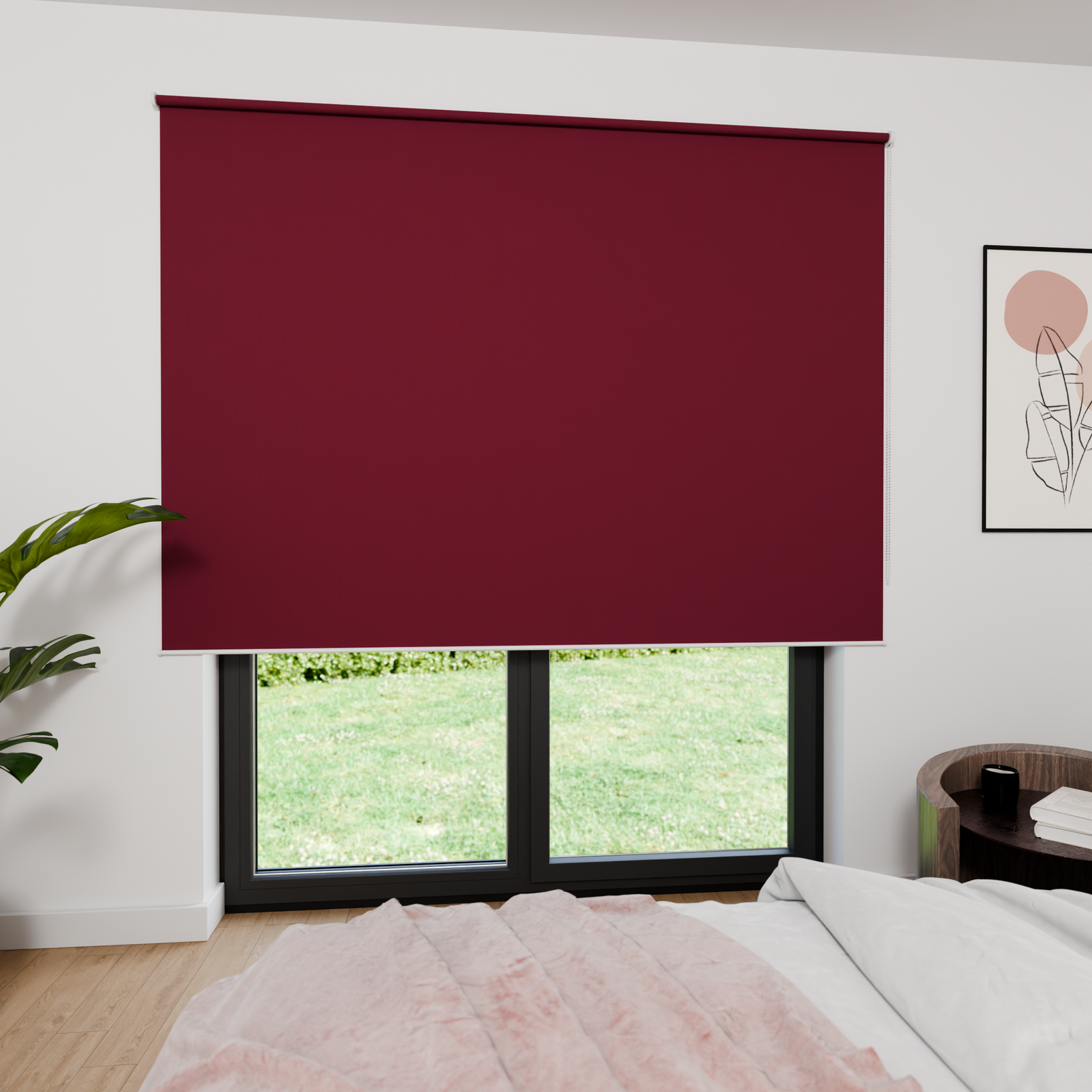 Jaloustore Verdunkelungsrollo mit feiner Struktur, Rückseite farblich angepasst Dunkelrot - Bild 0