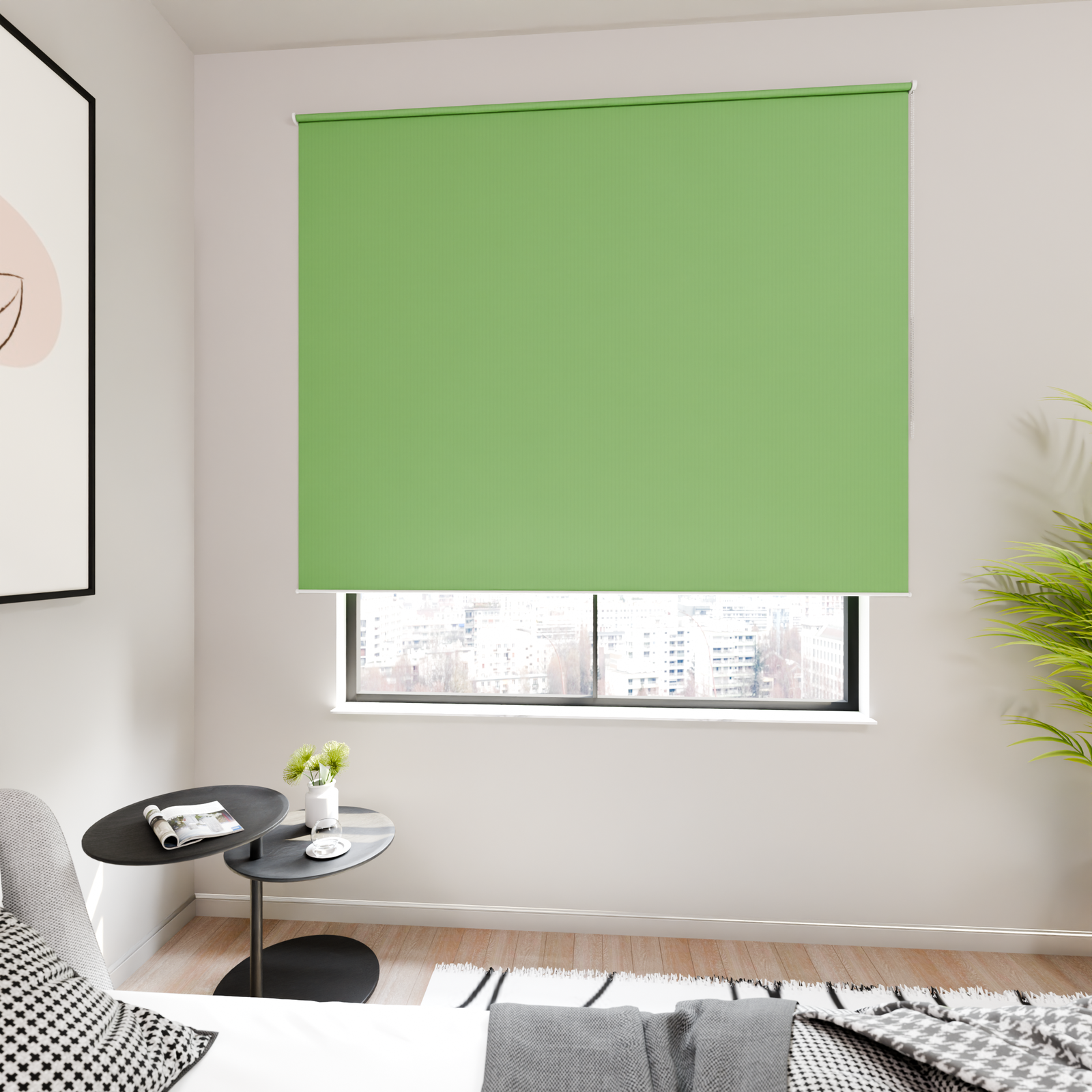 Jaloustore Verdunkelungsrollo mit feiner Struktur, Rückseite farblich angepasst Grün - Bild 2