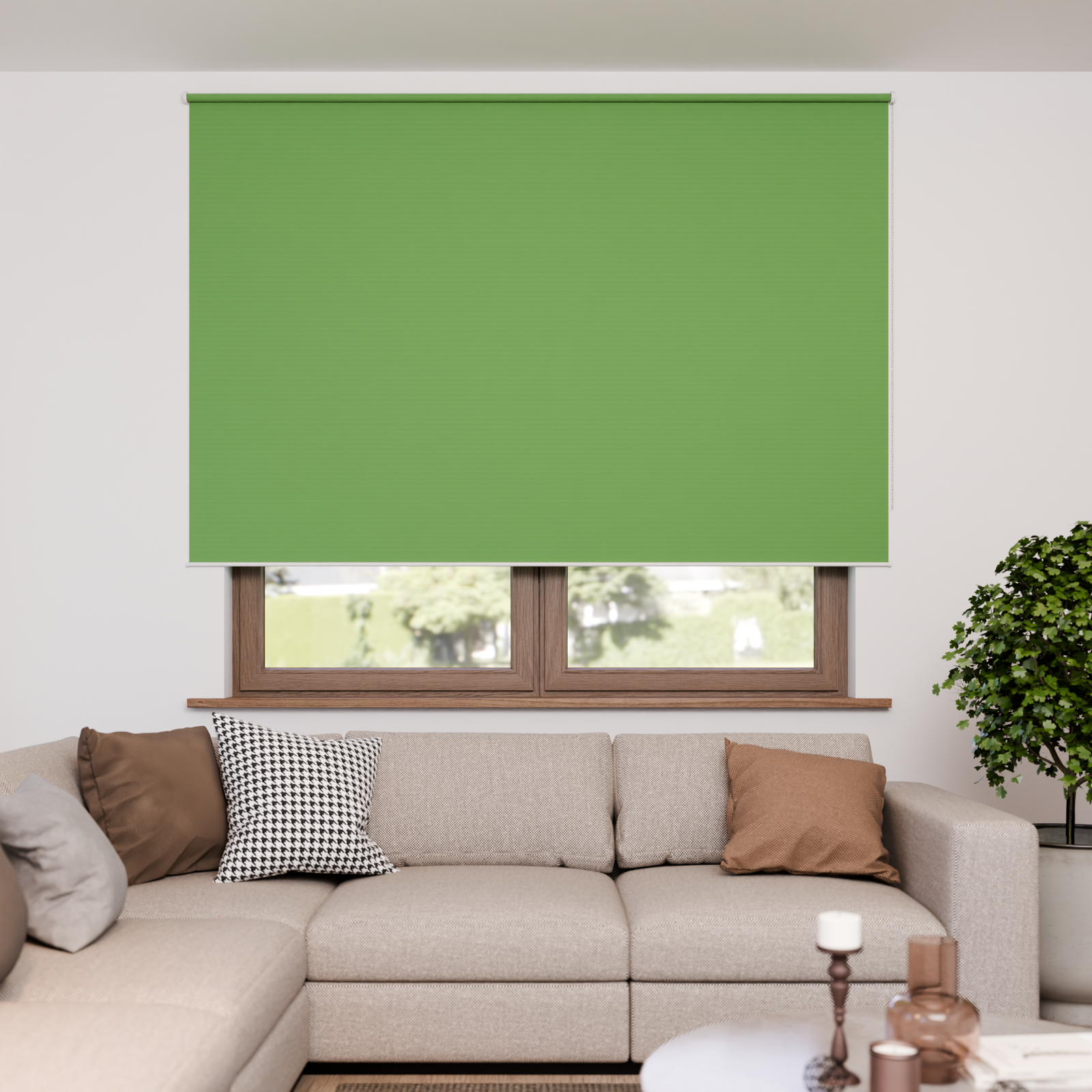 Jaloustore Verdunkelungsrollo mit feiner Struktur, Rückseite farblich angepasst Grün - Bild 0