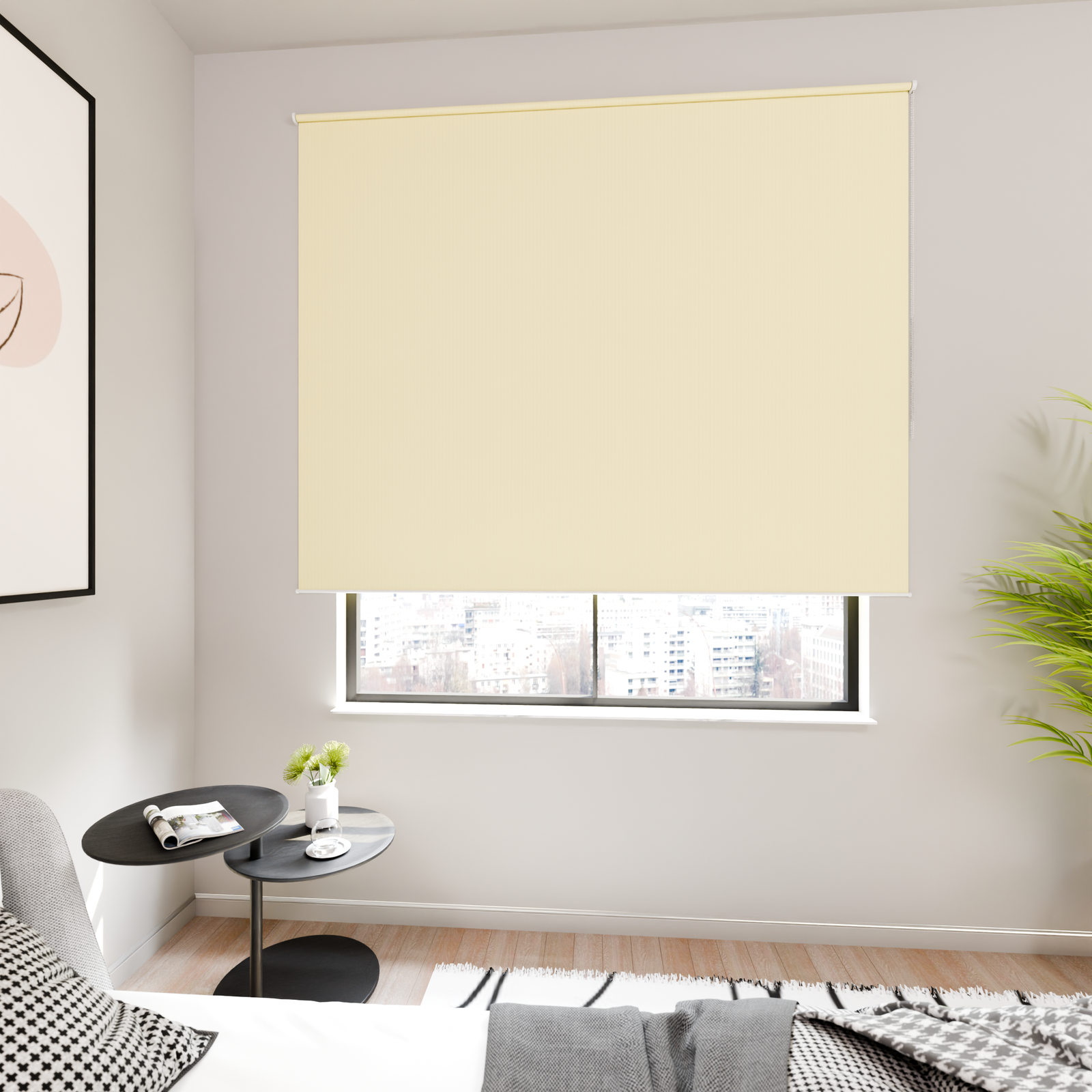 Jaloustore Verdunkelungsrollo mit feiner Struktur, Rückseite farblich angepasst Hellgelb - Bild 1