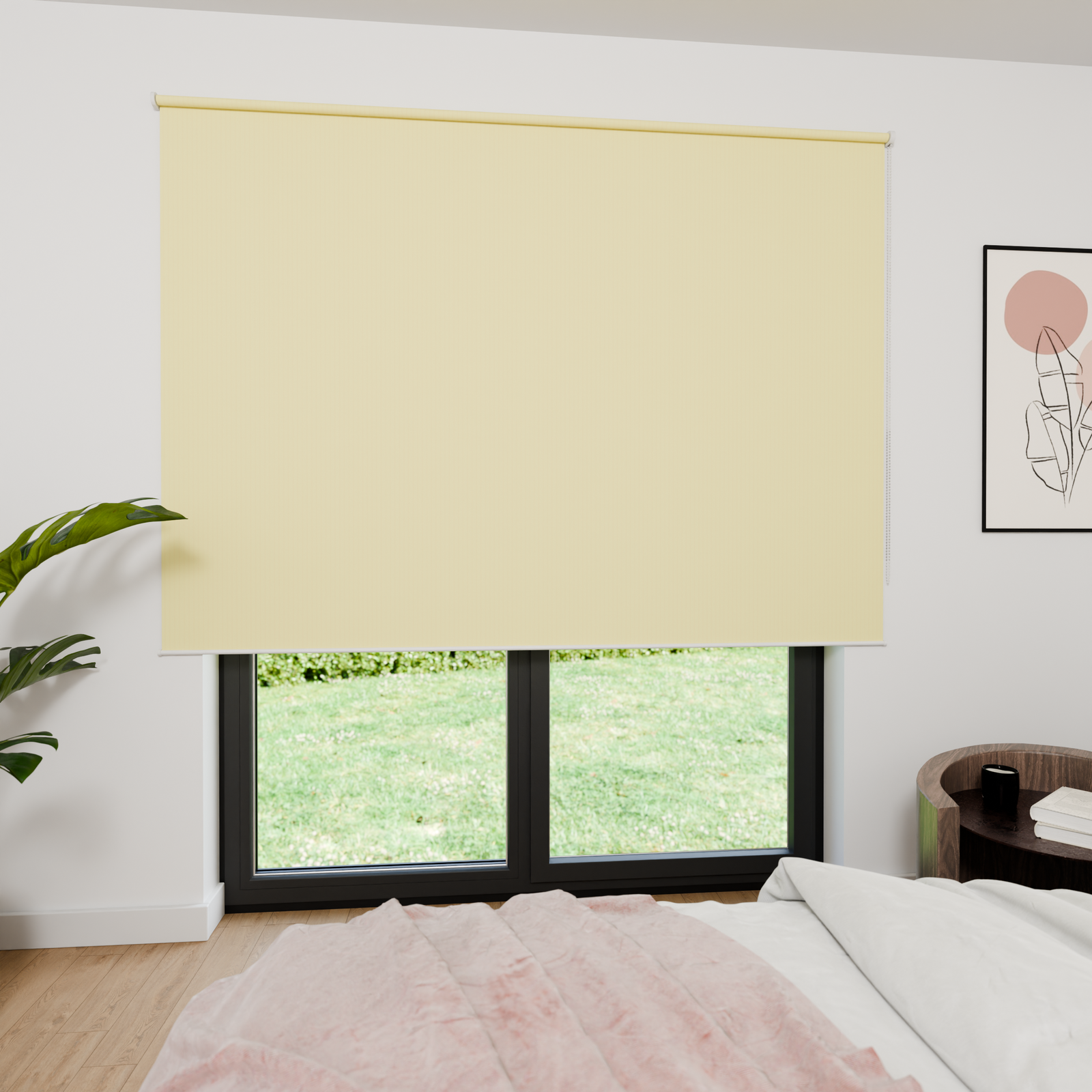 Jaloustore Verdunkelungsrollo mit feiner Struktur, Rückseite farblich angepasst Hellgelb - Bild 4