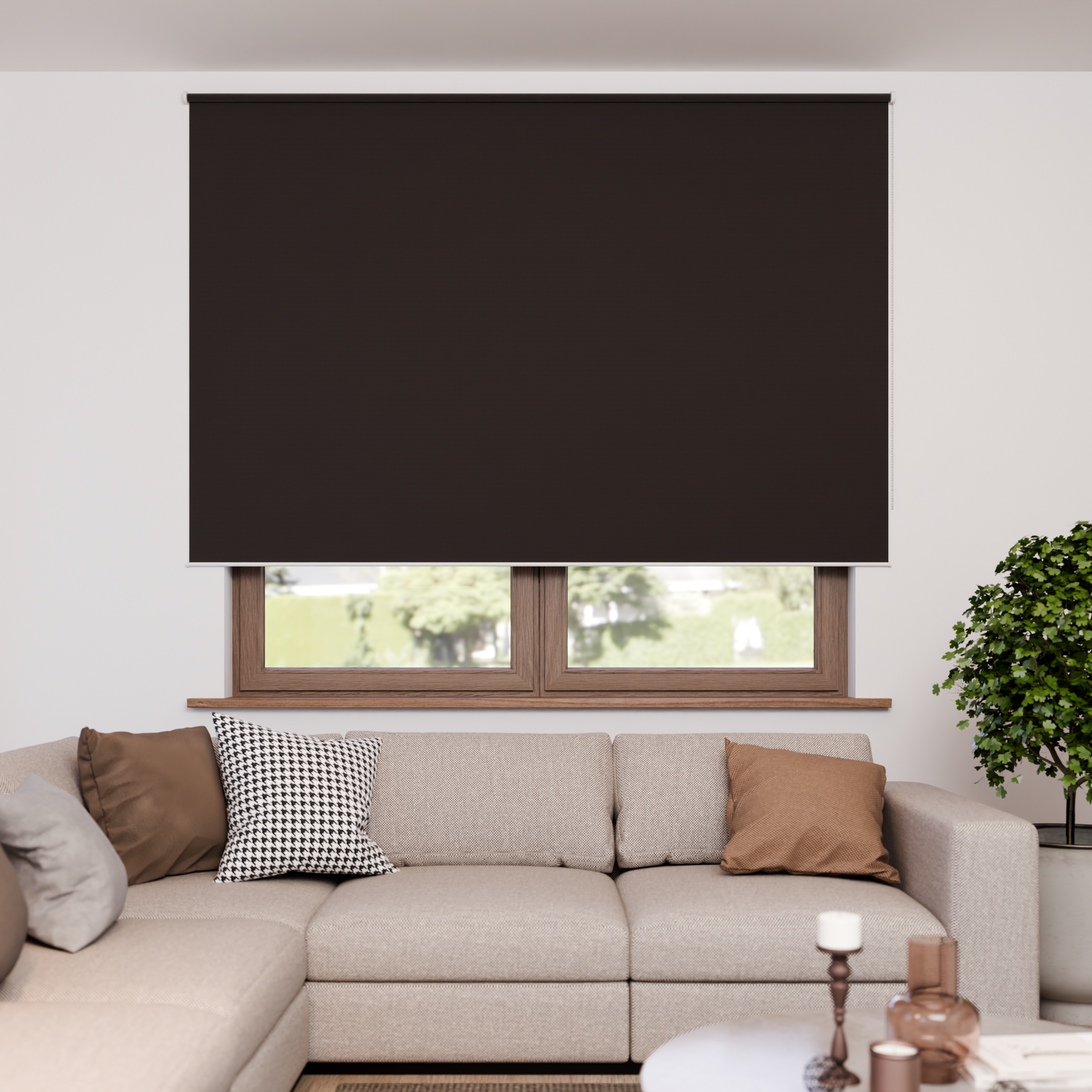 Jaloustore Verdunkelungsrollo mit feiner Struktur, Rückseite farblich angepasst Braun - Bild 4