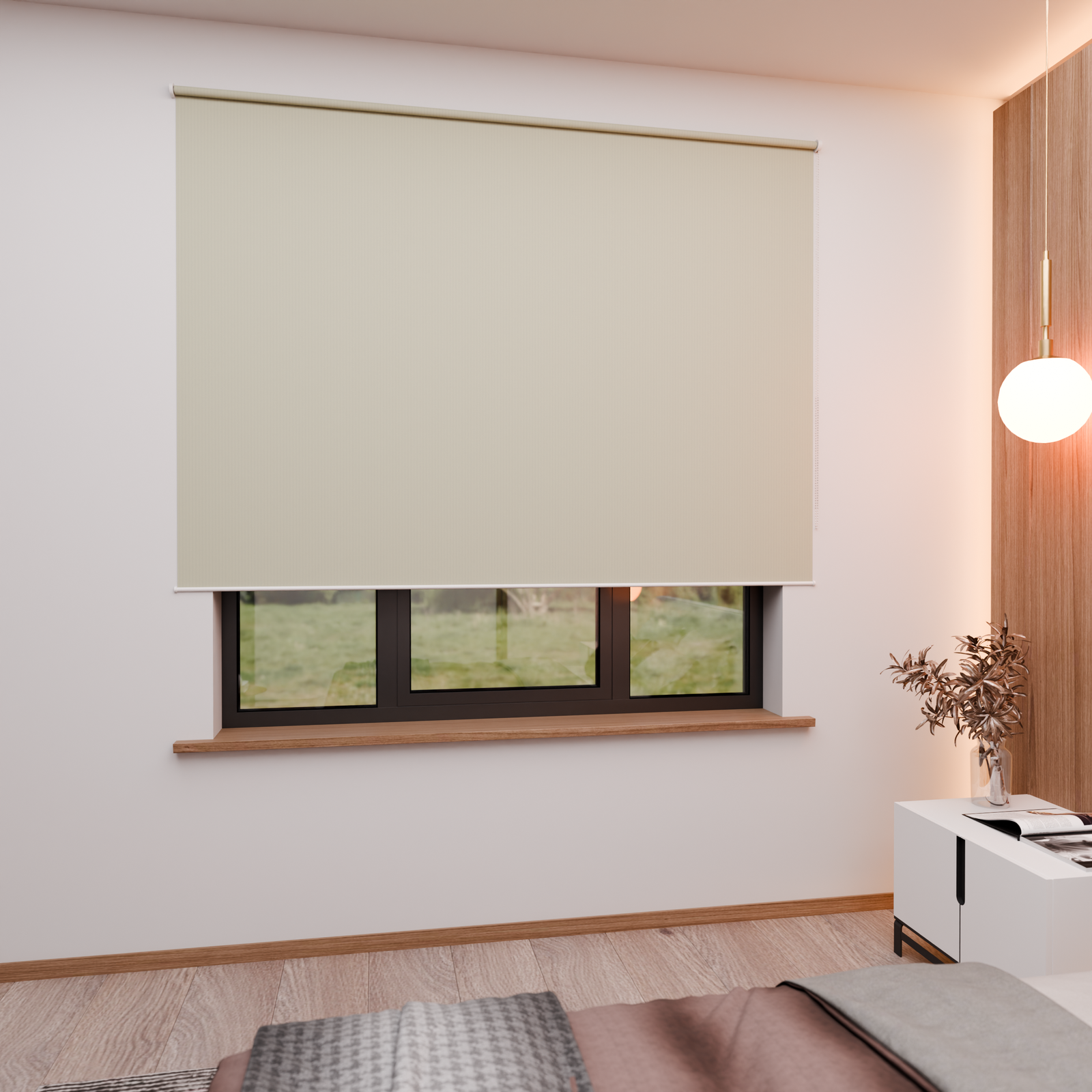 Jaloustore Verdunkelungsrollo mit feiner Struktur, Rückseite farblich angepasst Greige - Bild 2