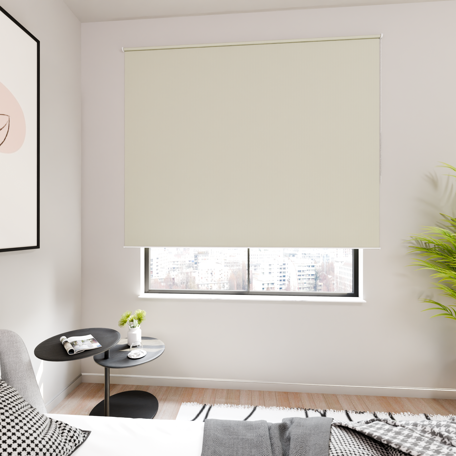 Jaloustore Verdunkelungsrollo mit feiner Struktur, Rückseite farblich angepasst Greige - Bild 0