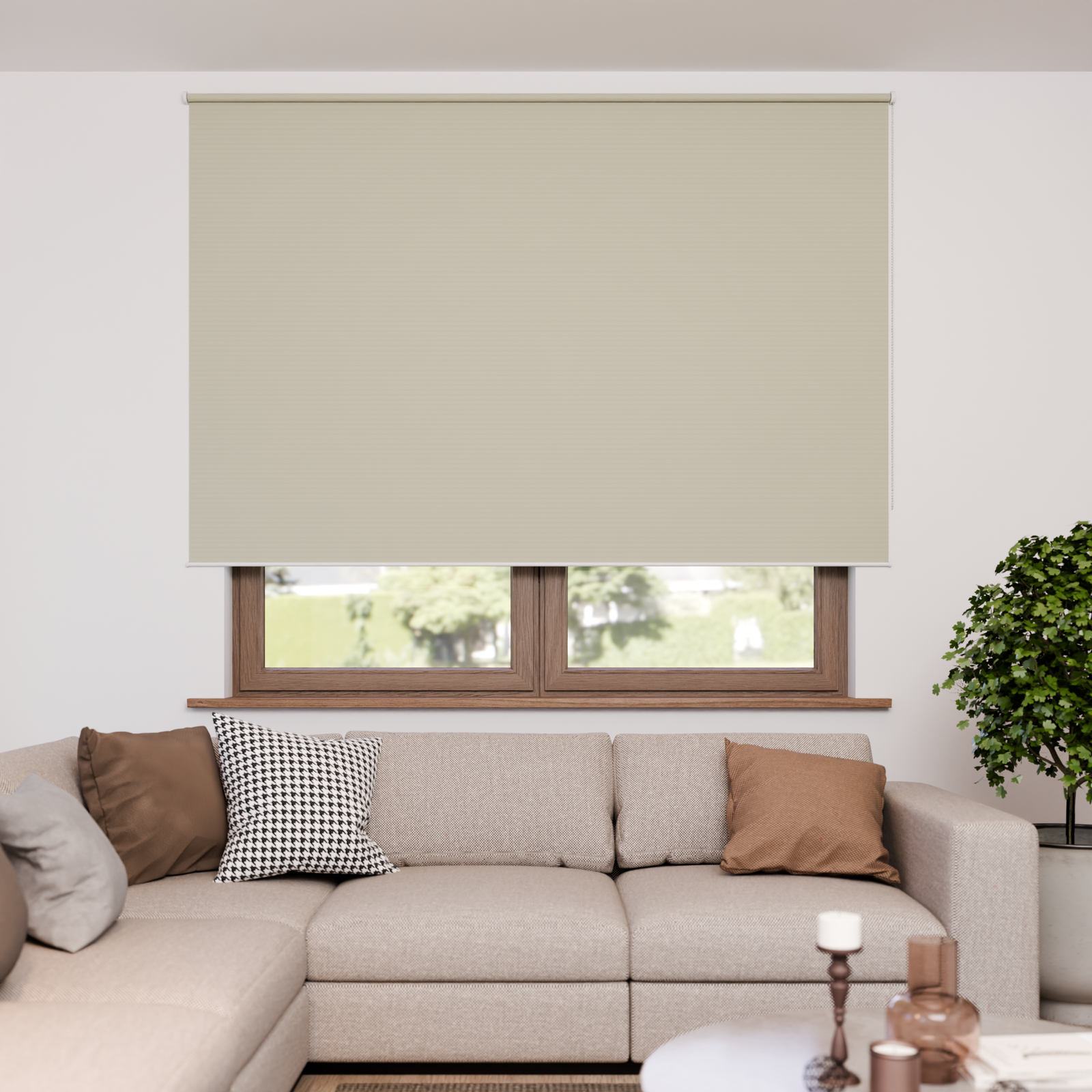 Jaloustore Verdunkelungsrollo mit feiner Struktur, Rückseite farblich angepasst Greige - Bild 4