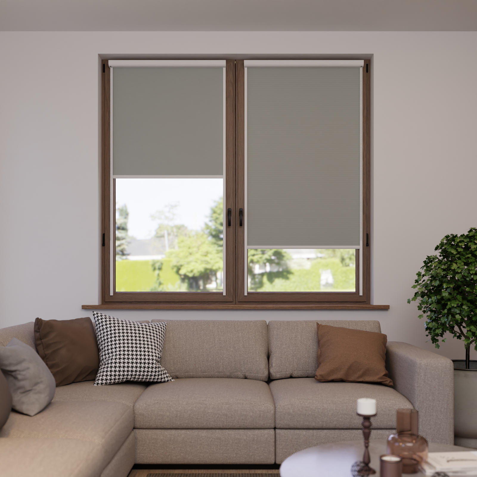Jaloustore Verdunkelungsrollo mit feiner Struktur, leicht glänzend, Rückseite silber Beige - Bild 0