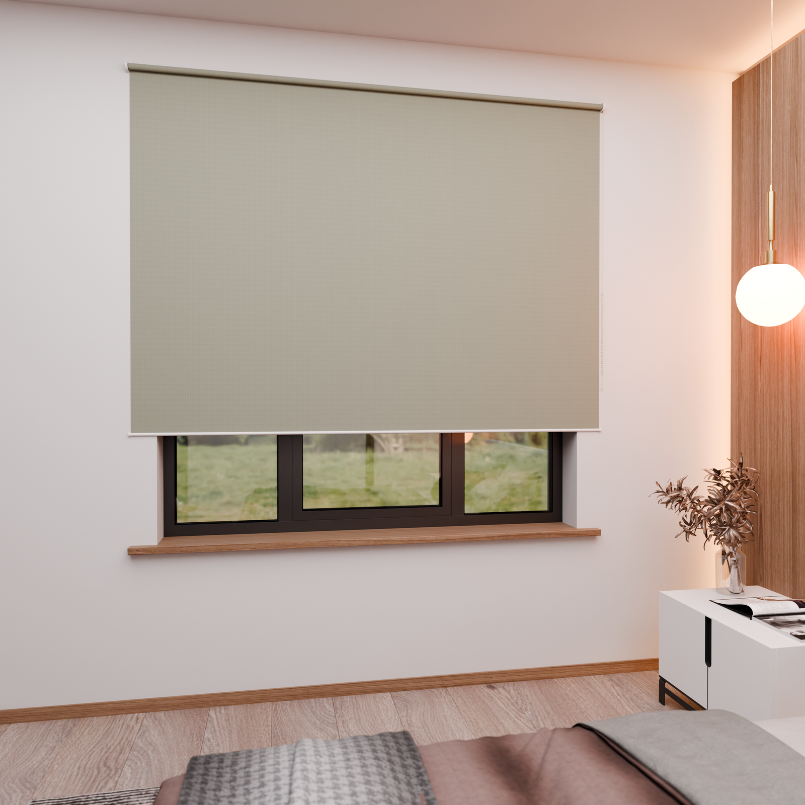 Jaloustore Verdunkelungsrollo mit feiner Struktur, leicht glänzend, Rückseite silber Grau-Leinen - Bild 4