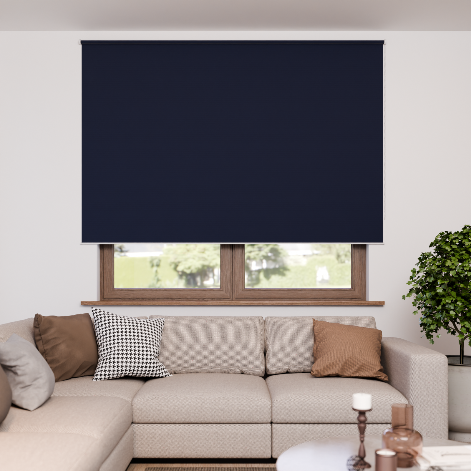 Jaloustore Verdunkelungsrollo mit feiner Struktur, leicht glänzend, Rückseite silber Dunkelblau - Bild 0