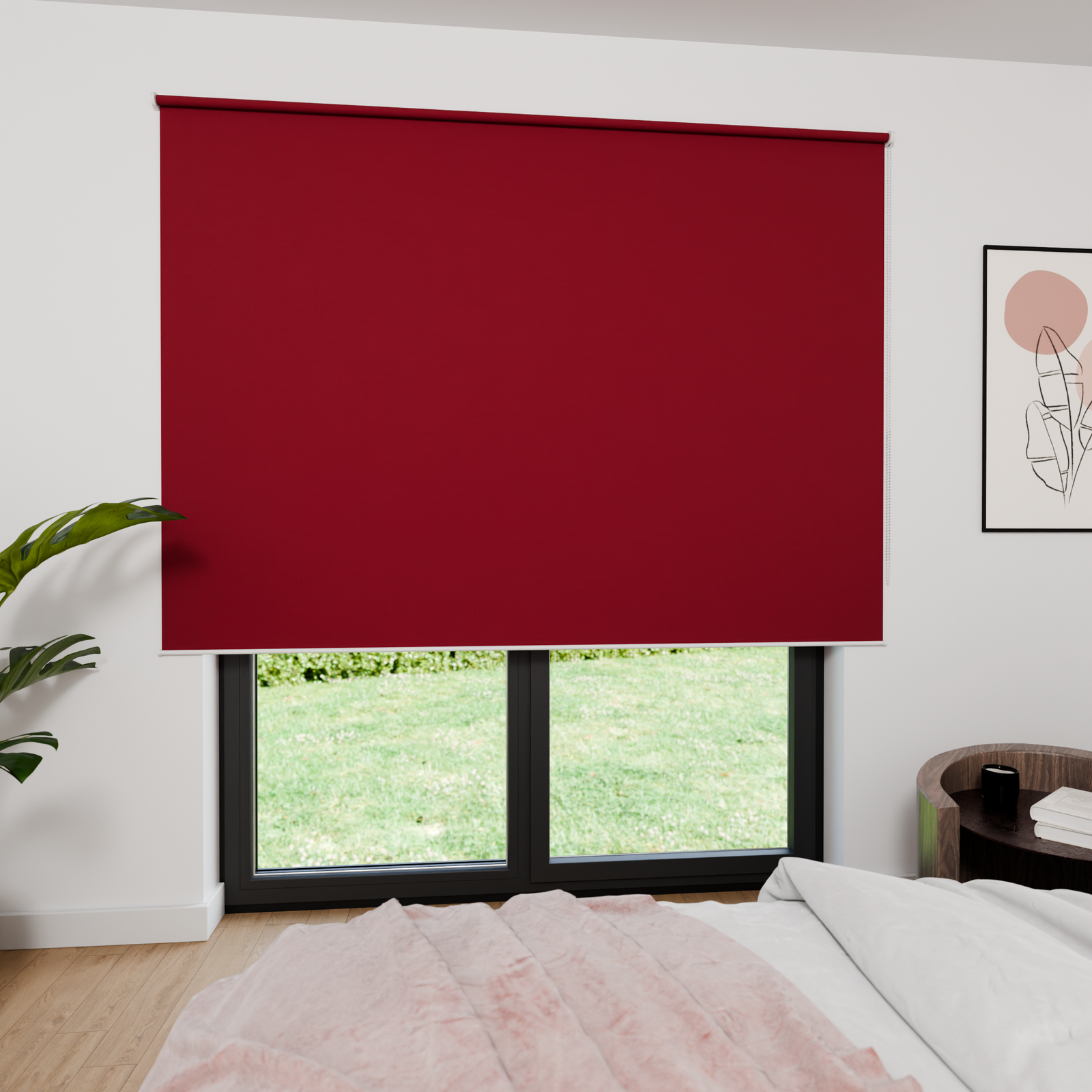 Jaloustore Verdunkelungsrollo mit feiner Struktur, leicht glänzend, Rückseite silber Signalrot - Bild 0