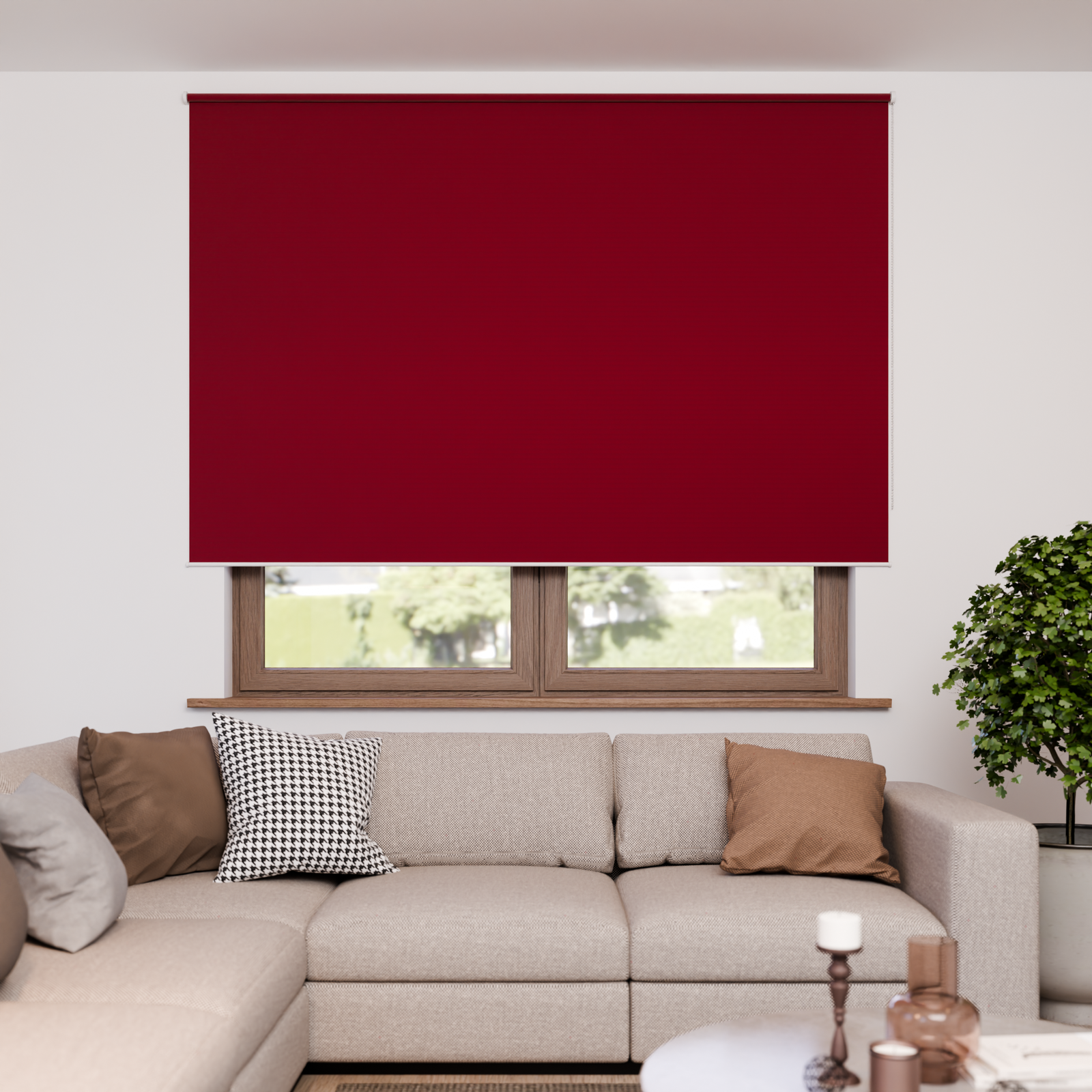 Jaloustore Verdunkelungsrollo mit feiner Struktur, leicht glänzend, Rückseite silber Signalrot - Bild 4