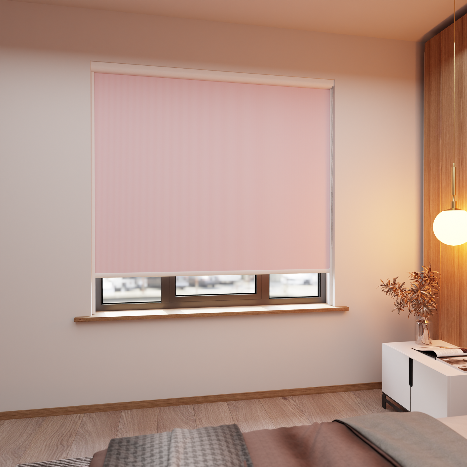 Jaloustore Verdunkelungsrollo mit feiner Struktur, leicht glänzend, Rückseite silber Rosa - Bild 0