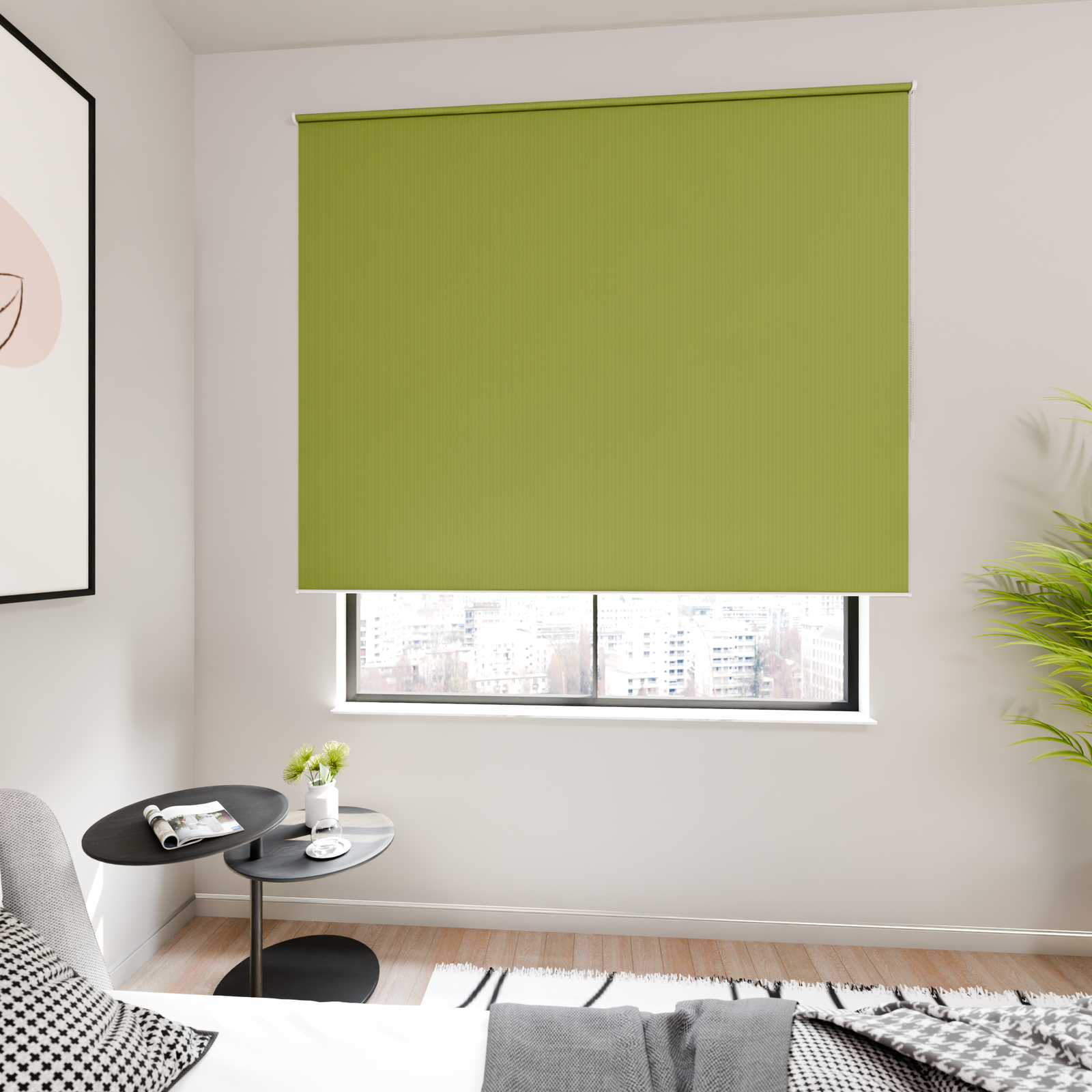 Jaloustore Verdunkelungsrollo mit feiner Struktur, leicht glänzend, Rückseite silber Grün - Bild 0