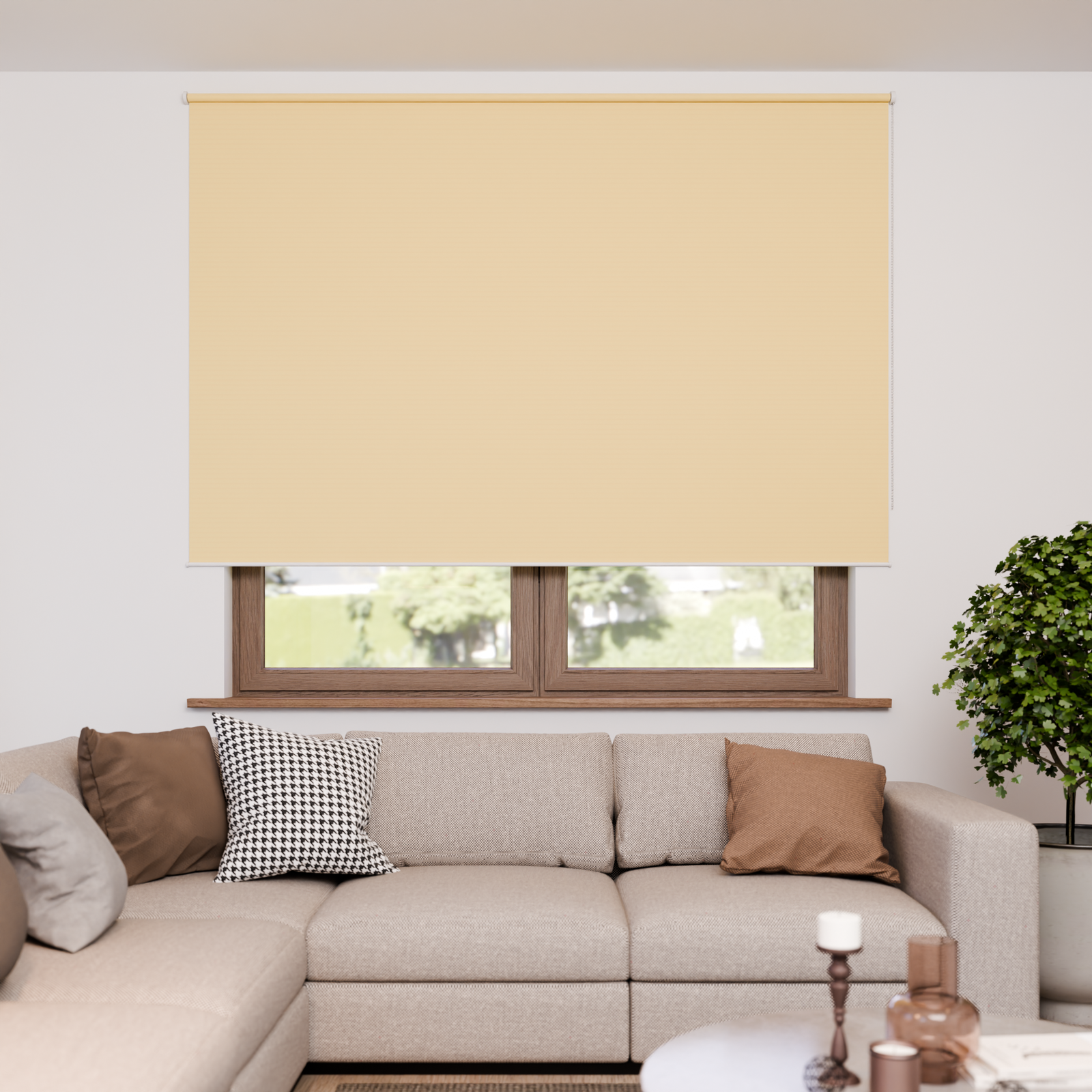 Jaloustore Verdunkelungsrollo mit feiner Struktur, leicht glänzend, Rückseite silber Orangegelb - Bild 4