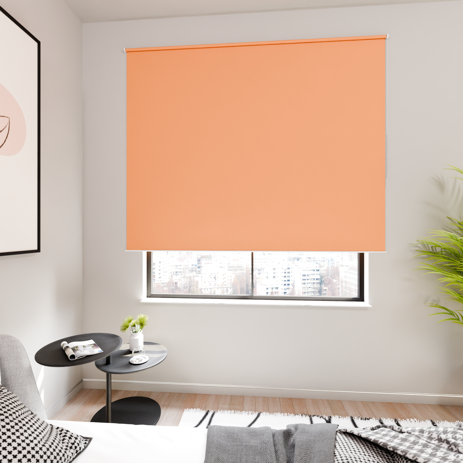 Jaloustore Verdunkelungsrollo mit feiner Struktur, leicht glänzend, Rückseite silber Orange - Bild 1