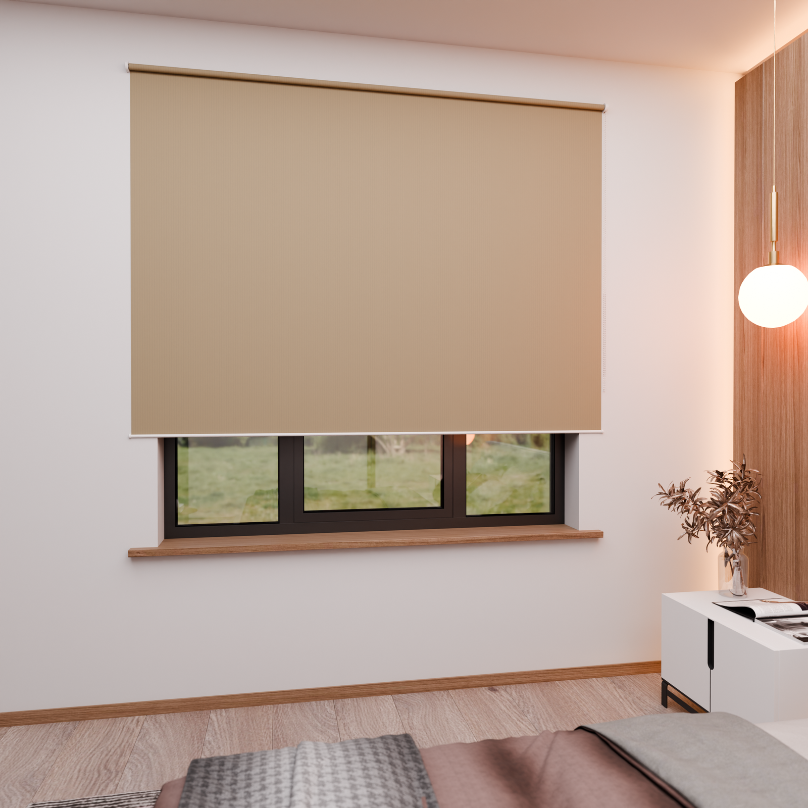 Jaloustore Verdunkelungsrollo mit feiner Struktur, leicht glänzend, Rückseite silber Ockerbraun - Bild 2