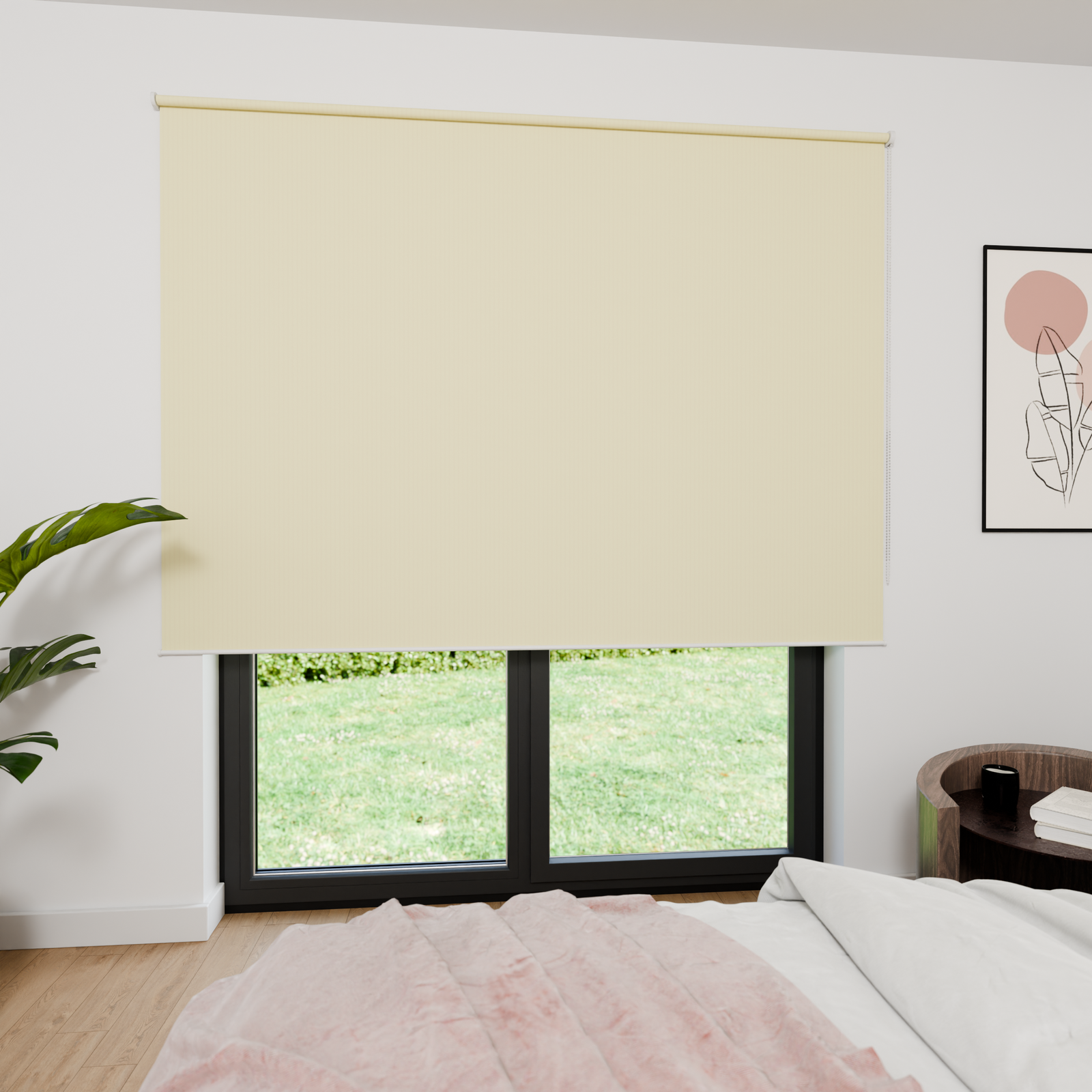 Jaloustore Verdunkelungsrollo mit feiner Struktur, leicht glänzend, Rückseite silber Creme-Beige - Bild 2