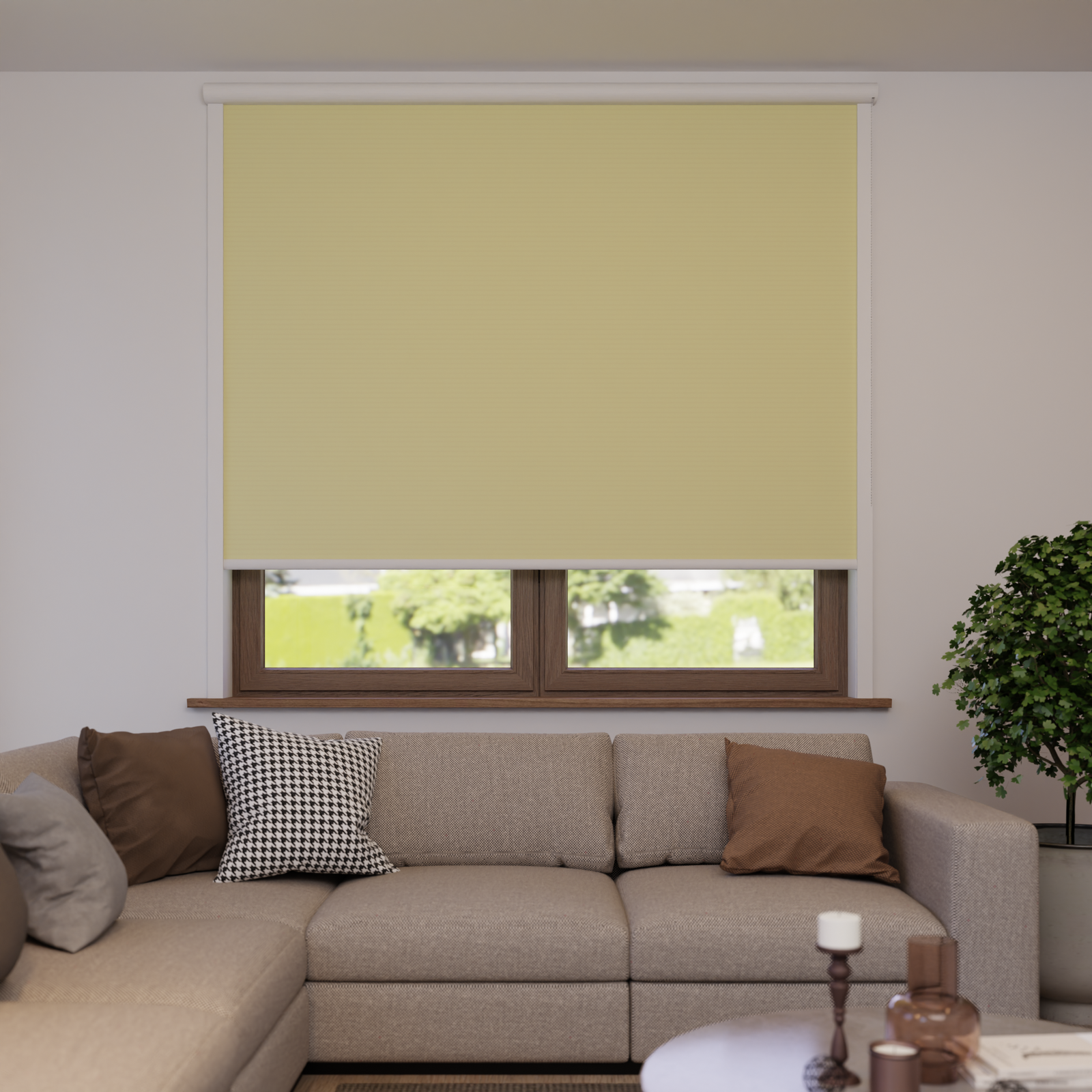 Jaloustore Verdunkelungsrollo mit feiner Struktur, leicht glänzend, Rückseite silber Creme-Beige - Bild 2