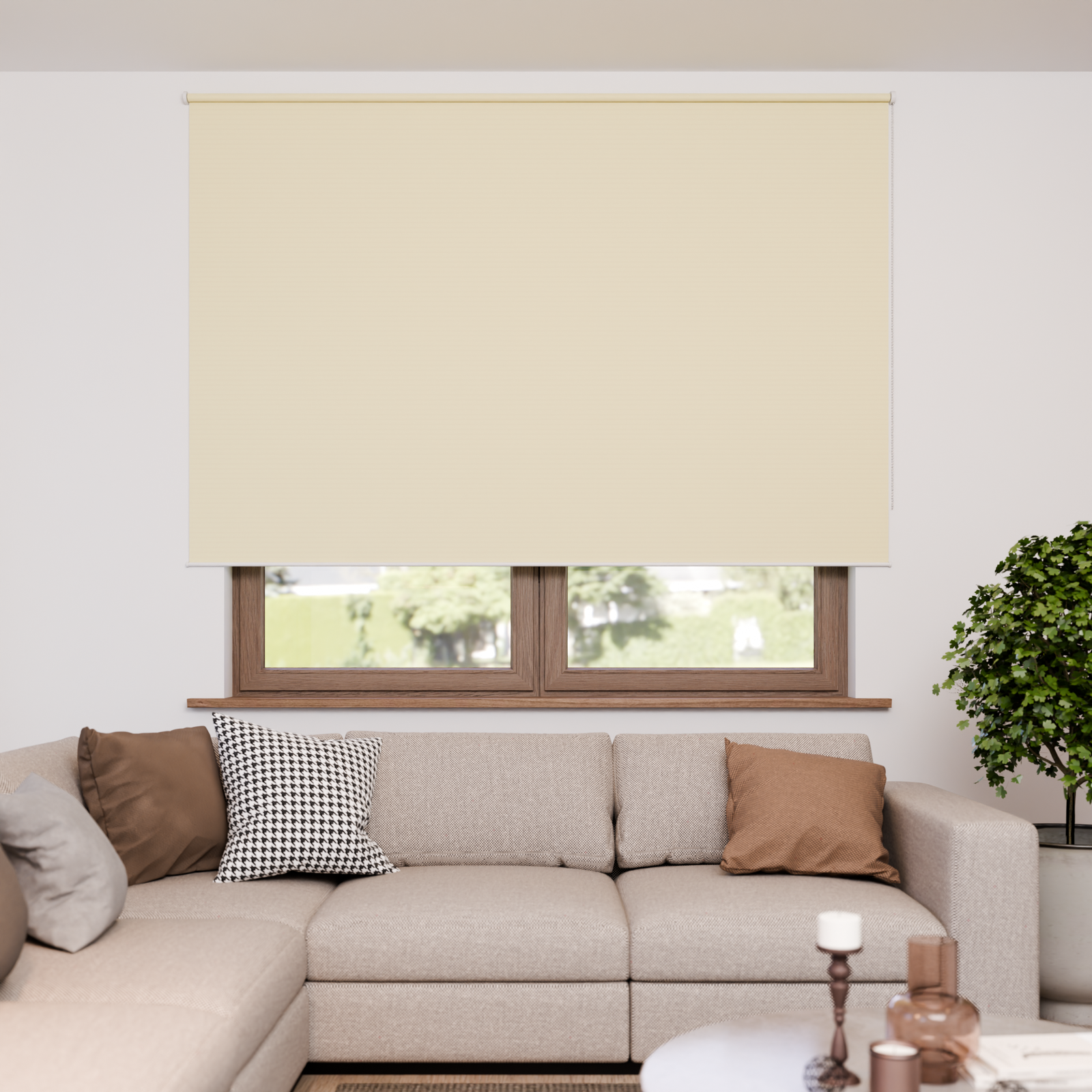 Jaloustore Verdunkelungsrollo mit feiner Struktur, leicht glänzend, Rückseite silber Creme-Beige - Bild 0