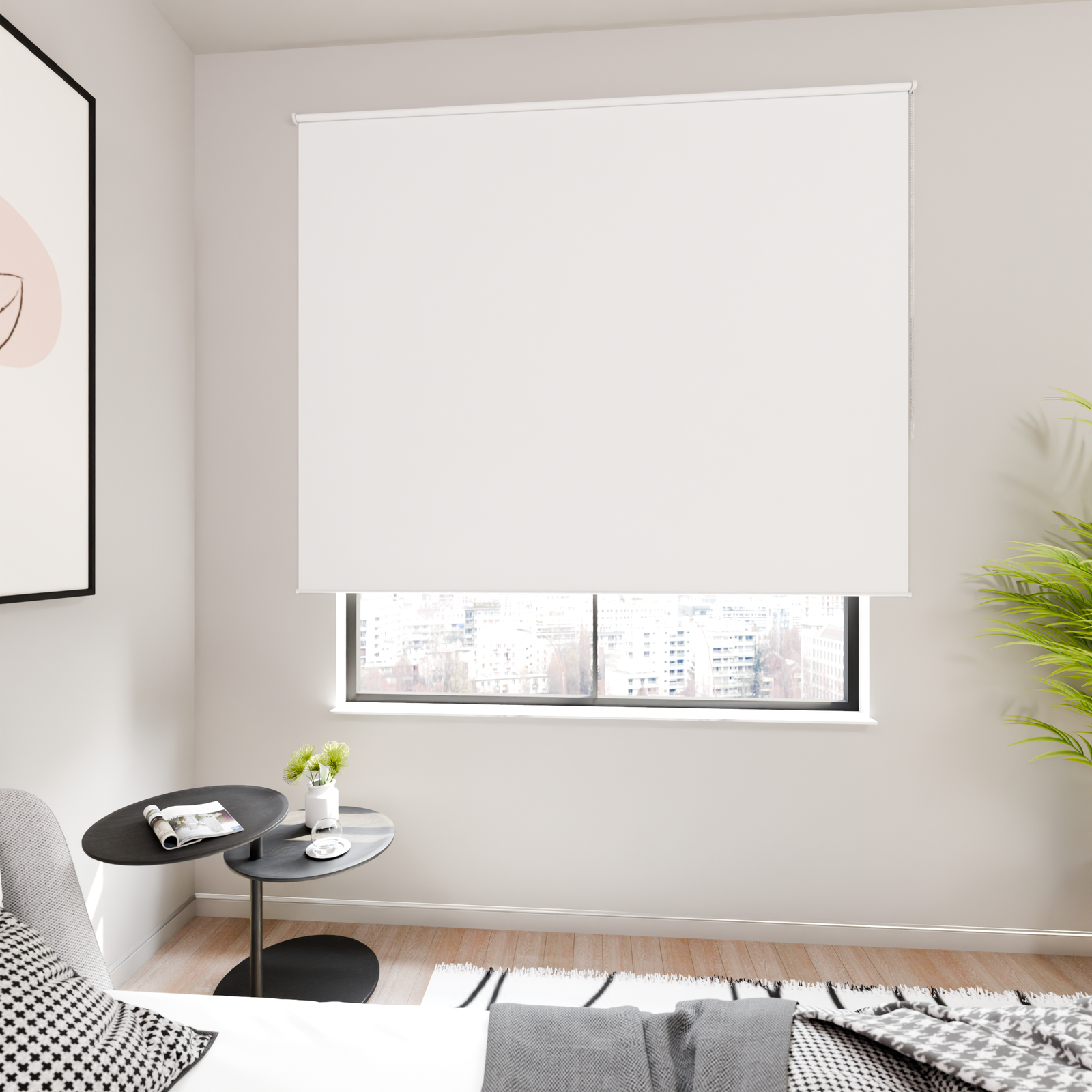 Jaloustore Verdunkelungsrollo mit feiner Struktur, leicht glänzend, Rückseite silber Weiß - Bild 1