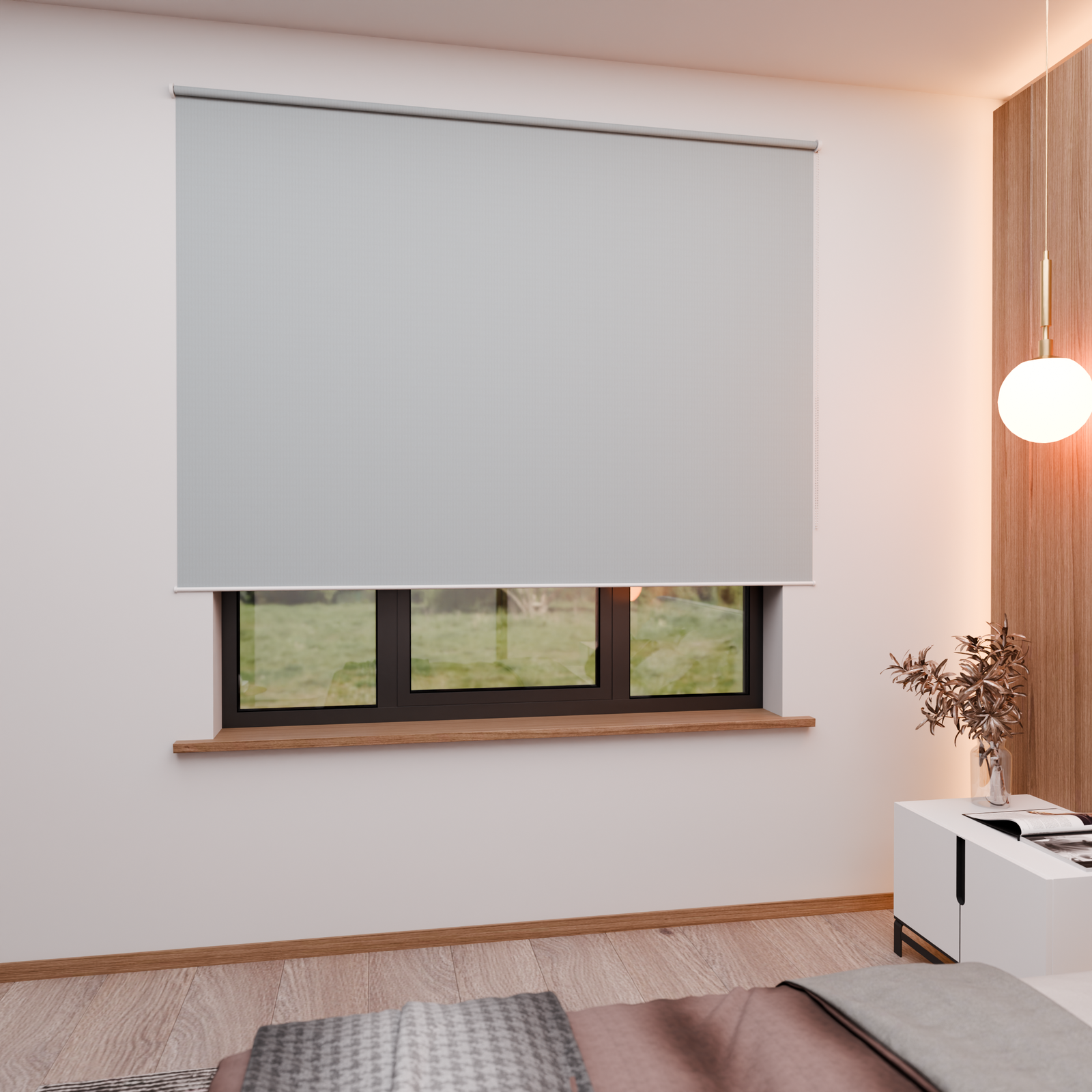 Jaloustore Verdunkelungsrollo mit grober Struktur, Rückseite weiss Hellgrau - Bild 4