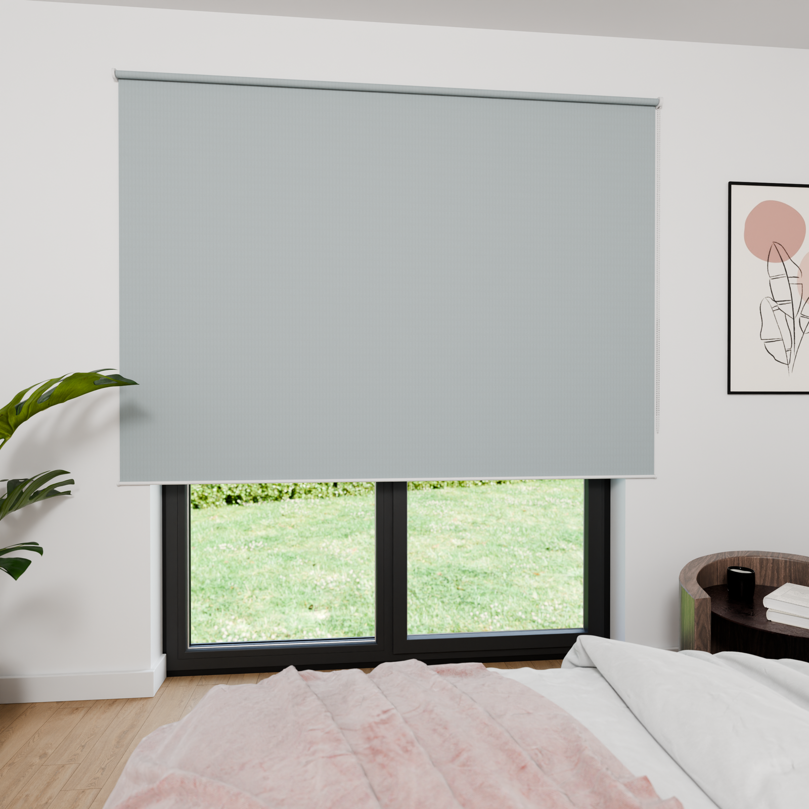 Jaloustore Verdunkelungsrollo mit grober Struktur, Rückseite weiss Hellgrau - Bild 0