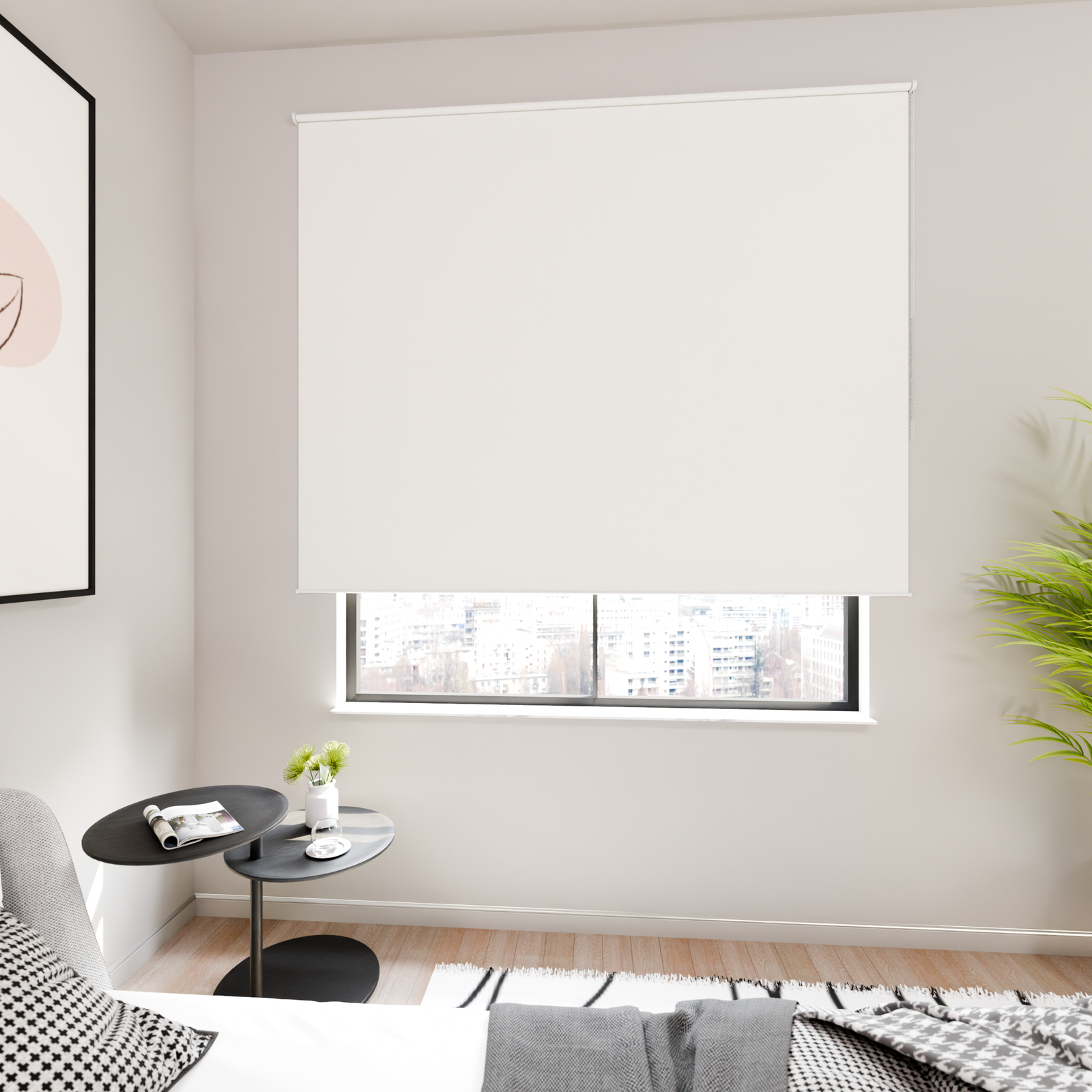 Jaloustore Verdunkelungsrollo mit grober Struktur, Rückseite weiss Altweiß - Bild 2