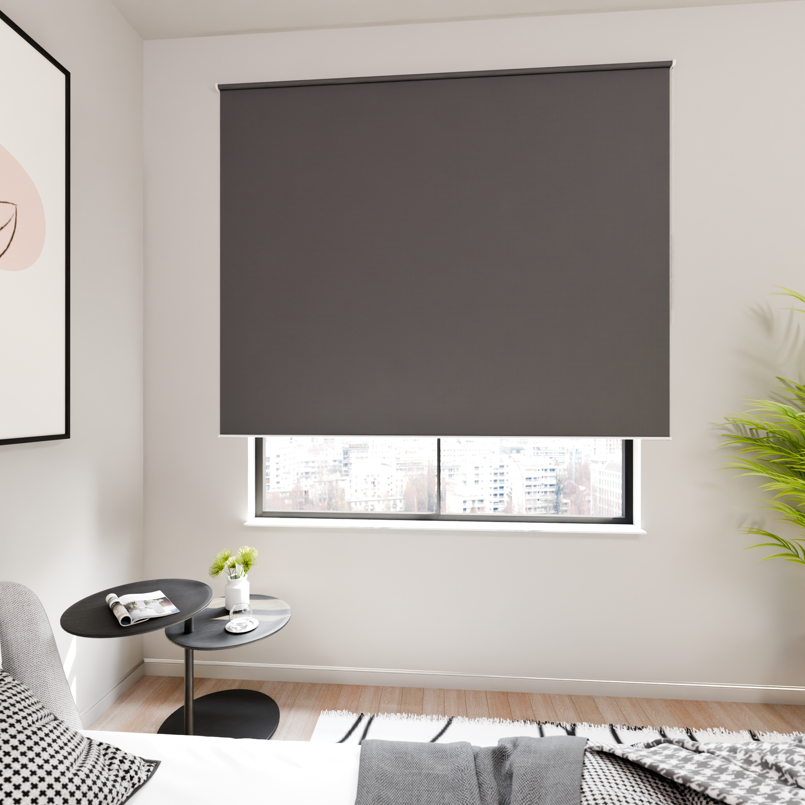 Jaloustore Verdunkelungsrollo mit Striee-Effekt, Rückseite weiss Grau - Bild 2